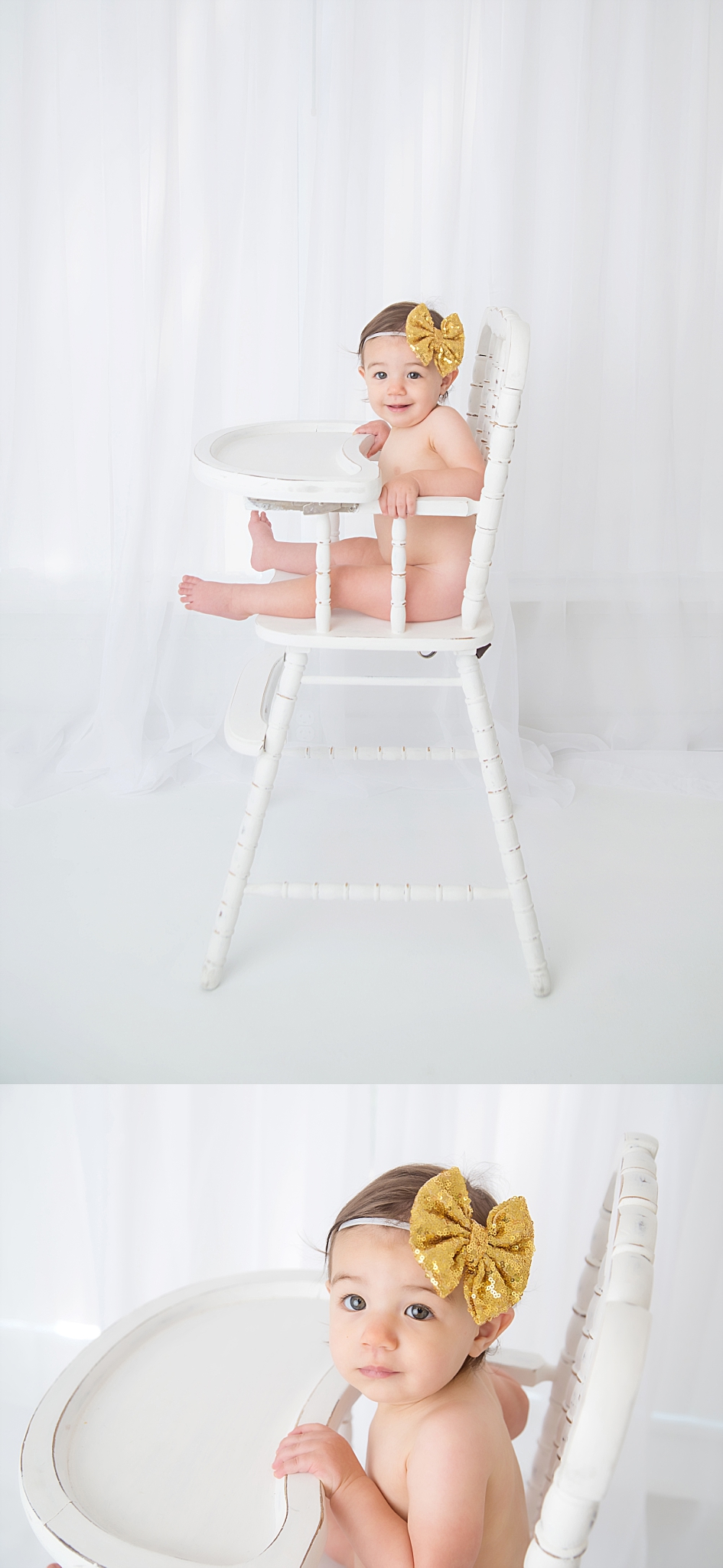 st-louis-first-birthday-cake-smash-photographer-baby-girl-in-white-high-chair-with-white-window-curtain.jpg