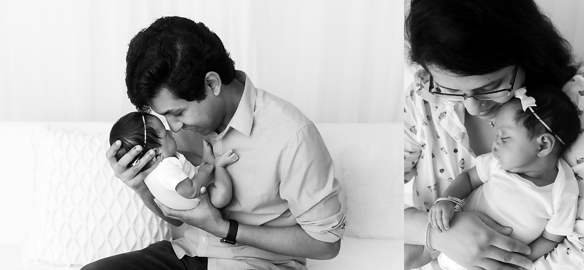 st-louis-newborn-family-photographer-collage-of baby-girl-with-dad-and-mom-in-black-and-white.jpg